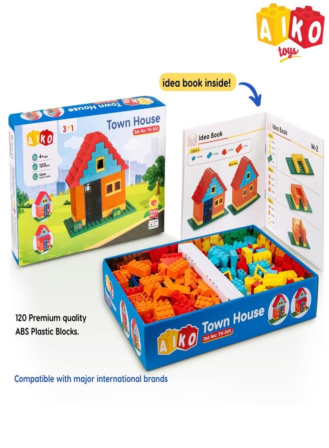 AIKO Town House Set No.1 | 120 Pcs ABS Plastic Building Blocks | Multi-Colour Construction Toy for Kids | Learning & Educational Blocks with Idea Booklet | Safe & Durable | Best Gift for Boys & Girls - Image 2